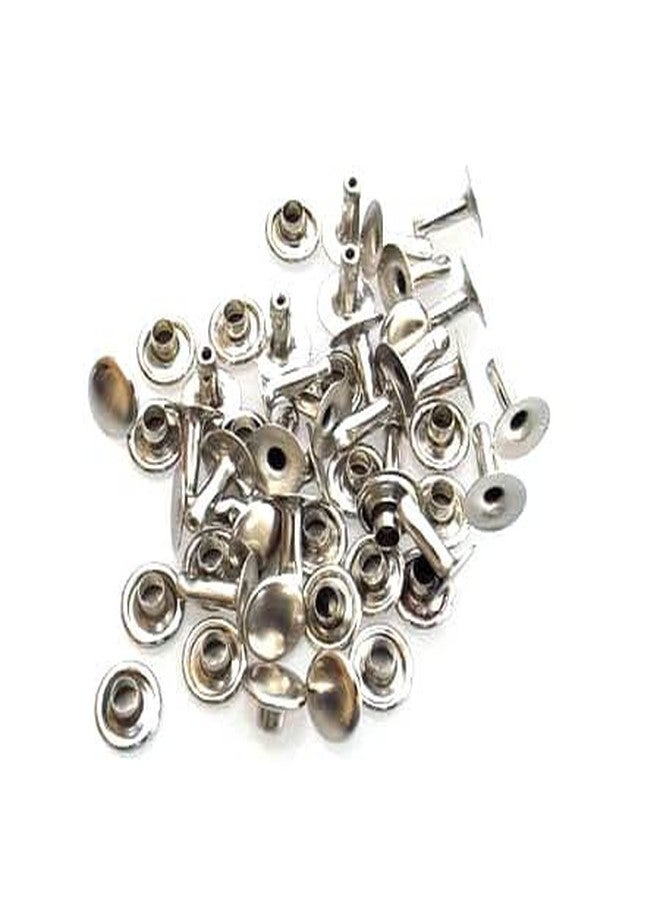 Nimida™ Single Cap Rivets | Brass | Medium Size-7 mm | Silver | for DIY Leather Craft | Pack of 100 Pairs - Image 1